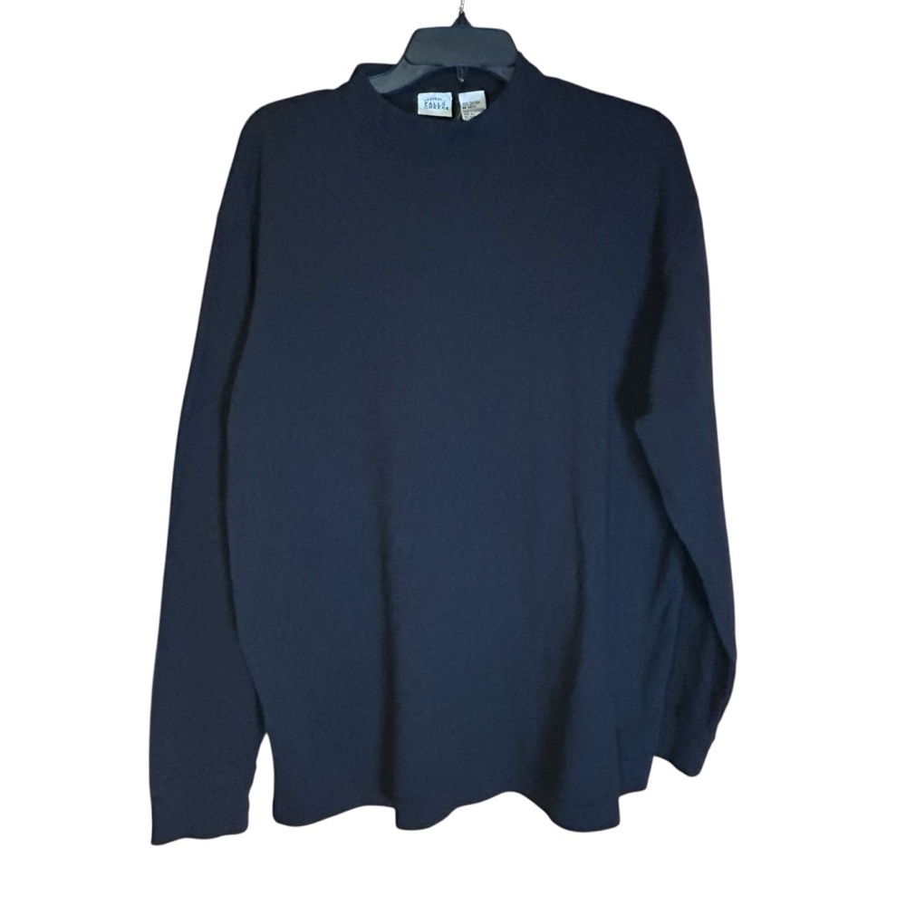 Falls Creek Men’s Black Mock Neck Long Sleeve Cotton Top XL Wardrobe Basic